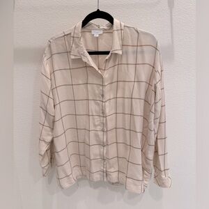 J. Jill Tan Plaid Shirt size petite medium